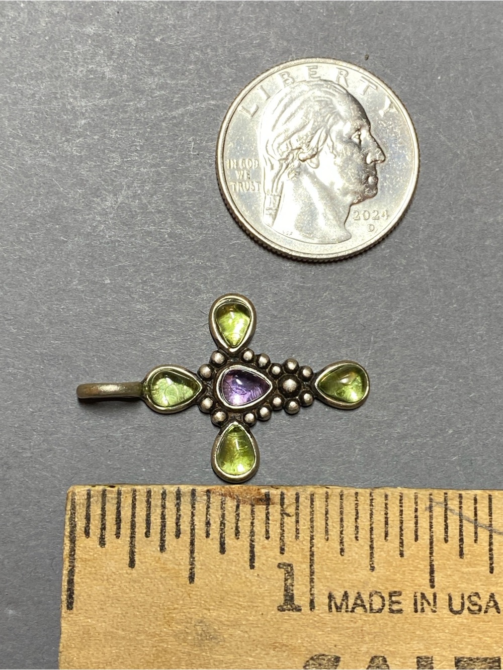 Vintage sterling silver wj cross pendant - Picture 2 of 3
